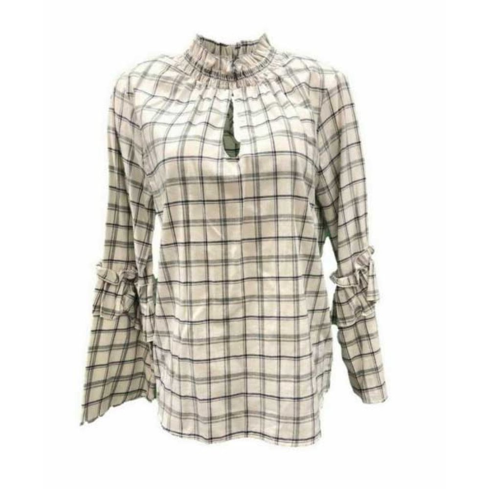 Anthropologie Drew Jackson ivory grey plaid -NWT
